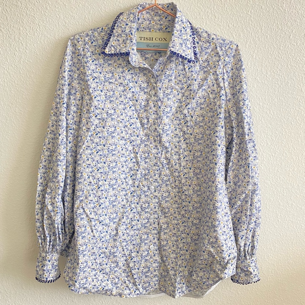 Tish Cox Light Blue Floral Button-Down Shirt